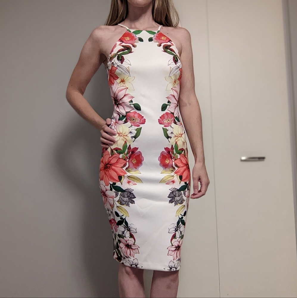 Guess Midi Floral Bodycon Sheath US Small